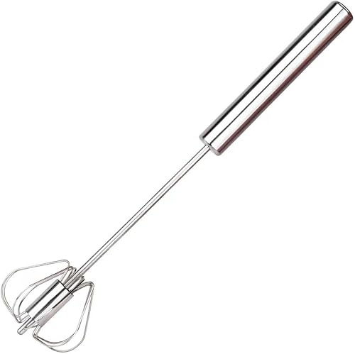 Batidor giratorio de empuje hacia abajo, batidor de huevos, batidor de huevos de acero inoxidable, batidor semiautomático para hacer crema, mezclar,