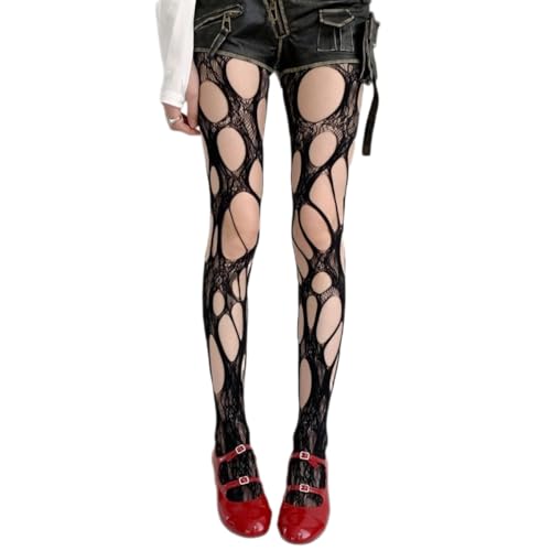 Ripped Fishnet Stockings Tights Gothic Irregular Hole Hollow Out Mesh Lace Pantyhose Women Cosplay Party Accessories