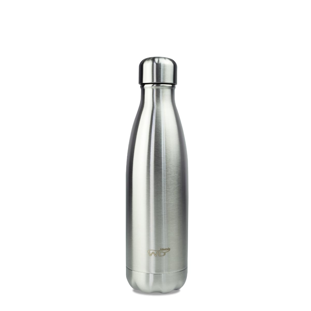 WD Lifestyle Stainless Steel Water Bottle -17 Fl Oz - Double Wall Vacuum Insulated Containers - Keeps Drinks Cold for 24 Hours and Hot for 12 - Leak Proof - BPA Free (Silver)