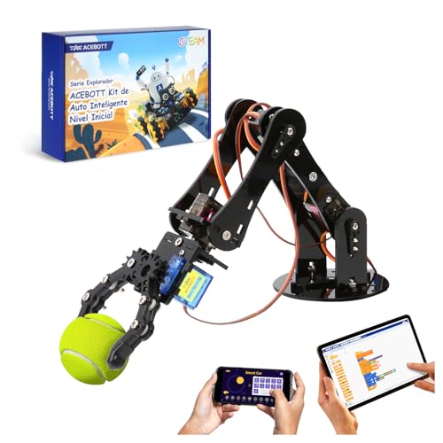 ACEBOTT Robotics for Kids Ages 12-16, Robot Arm Expansion Pack, STEM Toys Coding Kit Compatible with Arduino & Scratch, App & Remote Control, for Kids & Teens