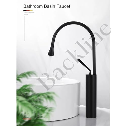 Image of B BACKLINE Brass Basin Mixer Tap Hot Cold | Wash Basin Mixer Faucet | Pillar Tap For Wash Basin | Tap For Bathroom & Livingroom (Black Matt)