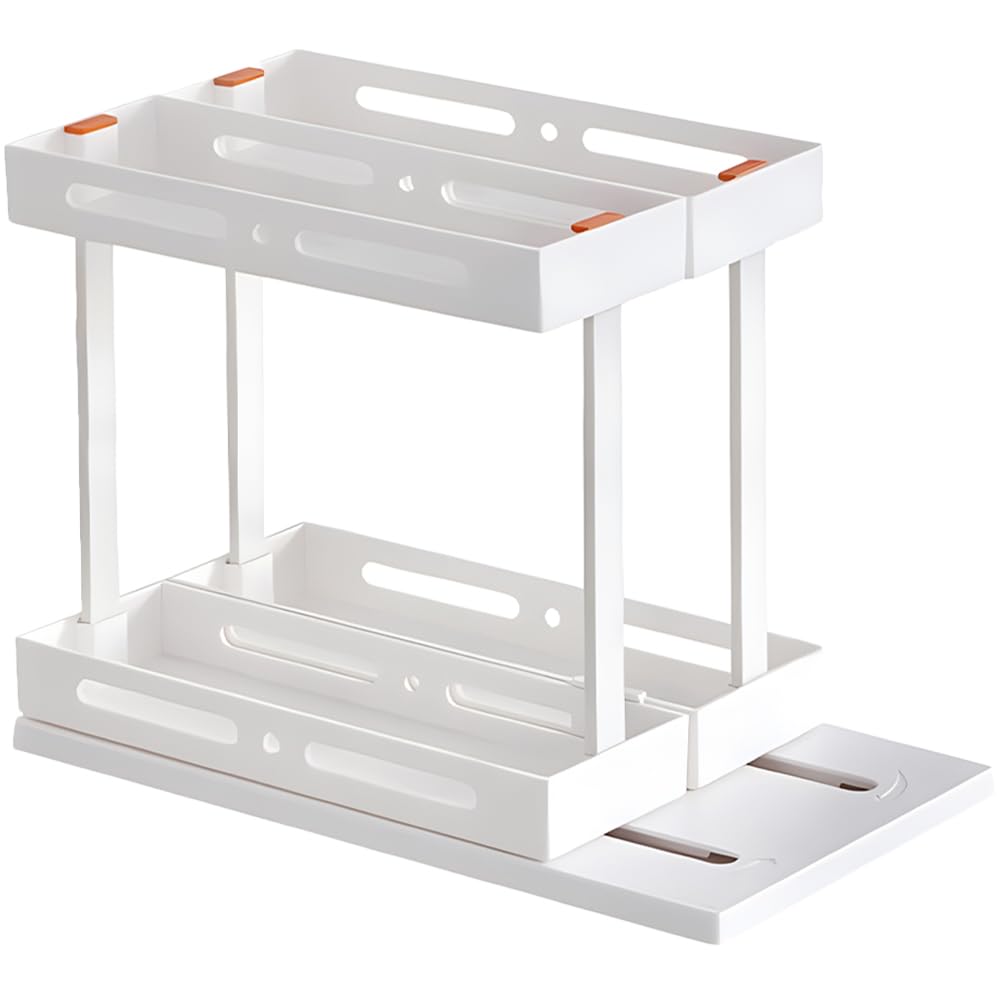 Happyyami Organizador de Cocina Diseño Extraíble y Organización Ordenada Extraíble Blanco de Abs y Acero al Carbono, Estante de Almacenamiento para Encimera