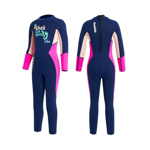 Gogokids Kinder Neoprenanzüge Thermische Badeanzüge, Mädchen Rash Guard Einteiler Bademode 2.5mm Neopren Taucheranzug Schnorchelanzug UV-Schutz 50+, M