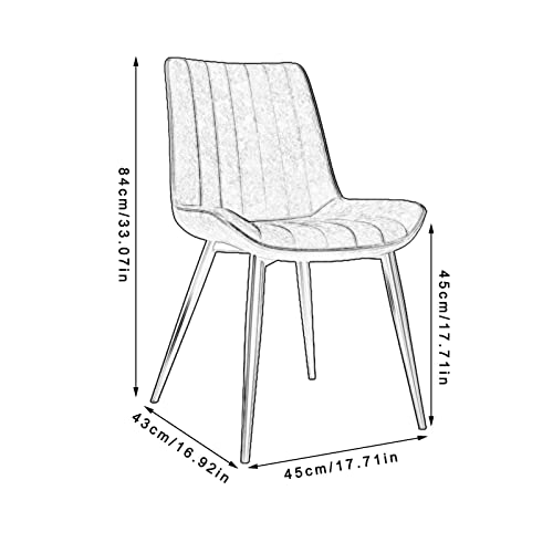 SJIALEN Modern PU Leather Dining Chairs Set of 6, for Office Lounge Kitchen Bedroom Chairs Sturdy Metal Legs Makeup Chair Kitchen Chair (Color : Brown, Size : Black Legs)