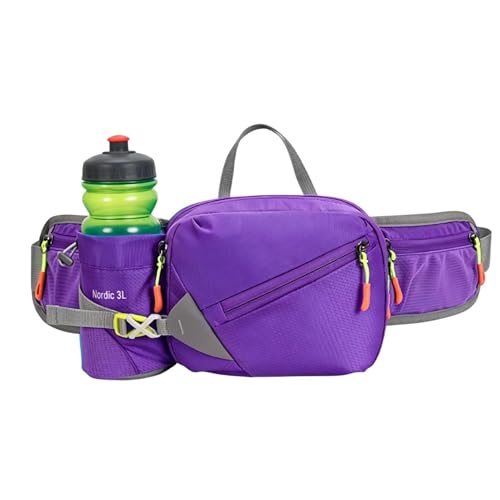 Cinturón de hidratación violeta con porta botella de agua para ciclismo y senderismo