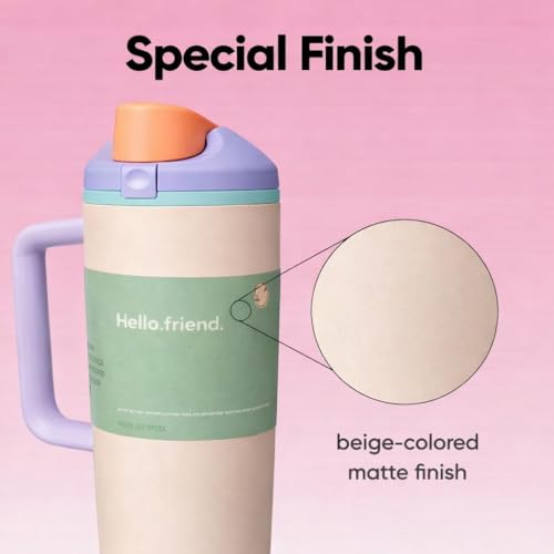 Image of HomeCloud Double-Wall Insulated Stainless Steel Water Bottle with Straw - Leak-Proof Two-Way Spout, BPA-Free, Bucket Handle, Reusable Travel Bottle, Daybreak (H Beige)