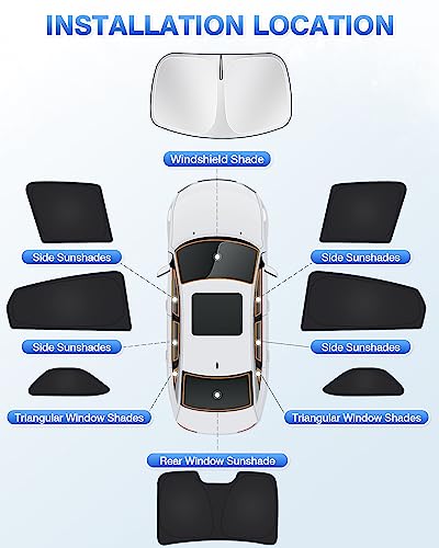 Image of Canvcle Windshield Sun Shade for Honda Civic 10th Gen 2016-2021 (NOT for Hatchback) Side Rear Window Shade Cover Set Full Window Sun Visor Blocker Privacy Cover Keep Vehicle Cool Black 8PCS
