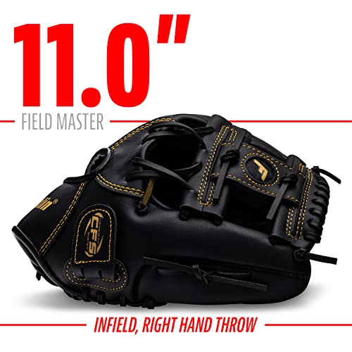 Image of Franklin Sports Baseball and Softball Glove - Field Master - Baseball and Softball Mitt - Adult and Youth Glove - Right Hand Throw - 11 inch - Black /Gold