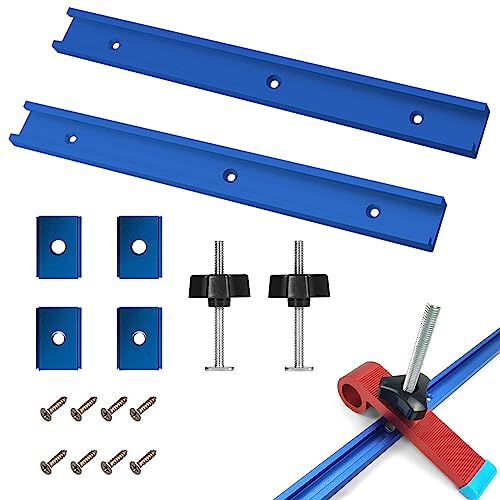 2 Piezas Perfil Riel Aluminio, T-Track, 400mm Guía en T de Aluminio, con 2 Mangos M8, M6 M8 Bloques Deslizantes, Ranura en T de Aleación de Aluminio