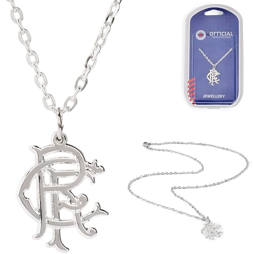 The Gift Scholars Officially Licensed Rangers FC RFC Scroll Pendant Necklace Silver Plated Chain Mens RFC Accessory