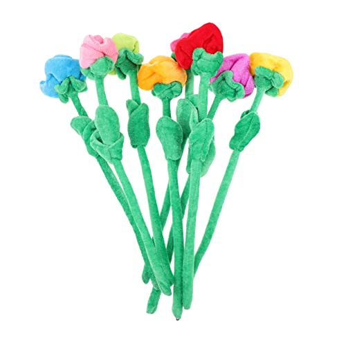 Toyvian 8 Piezas Ramo De Rosas De Peluche con Tallo Flexible Juguete De Flor Artificial Suave para Decoración Hogar Y Oficina Alivio De Estrés