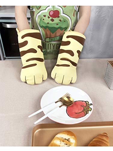 Oven Mitts Cute Cat Design Baking Gloves Heat Resistant Cooking Gloves Potholder Funny Grilling Microwave Mittens Backer Kitchen Tools for Women Kids - Image 3