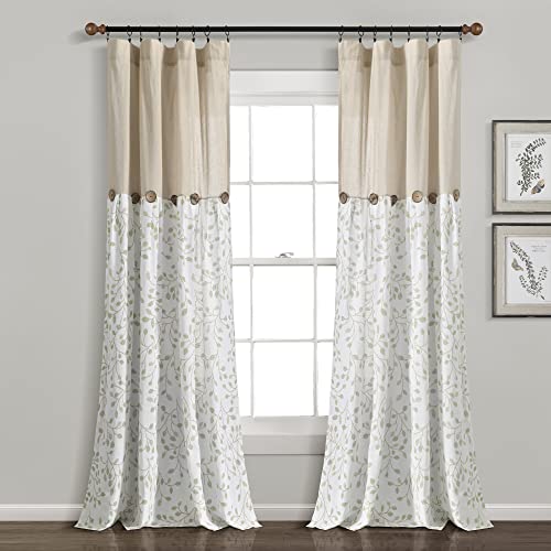 Lush Decor Linen Button Botanical Garden Window Curtain Panel (Si...