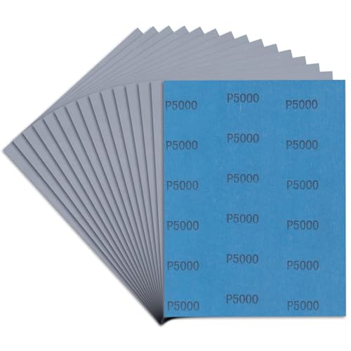 LCubro Sandpaper 5000 Grit Wet Dry Sanding Sheets High Performance Sand Paper for Wood Furniture Finishing Metal Grinding Automotive Polishing 9 x 11 inches 15-Sheets