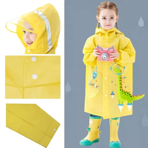 Girls Boys Raincoat Kids Rain Poncho Waterproof Jacket Rainwear Slicker Rain-Gear Yellow,2-3T3
