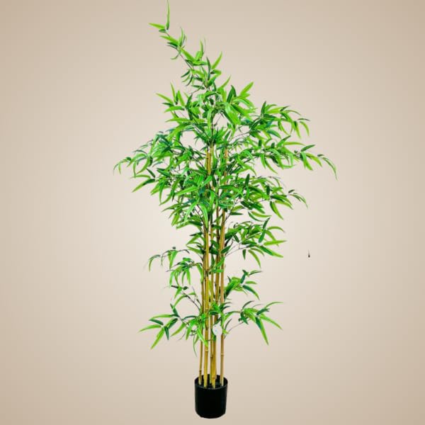 NAT 4 pcs 1.2 M/ 1.5 M/ 1.2 M Artificial Bamboo Tree Life Like Bamboo Plant With Pot For Mall Indoor Outdoor Balcony Home Office Floor Living Room Decoration (3 Sizes), Set of 4 (150 cm)