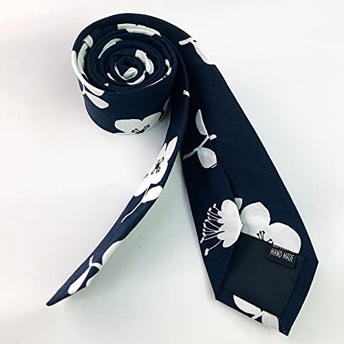 Image of Mantieqingway Floral Ties for Men Skinny Cotton Tie Flower Necktie