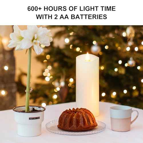 Image of 1PCS, 3 x 8 inches Flameless Candle with Remote Control, 3D Flickering Wick, Real Wax, Battery Candles,with Timer,Battery Powered Candles,for Holiday Home Decor,White