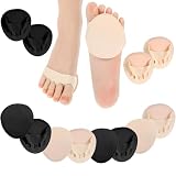 4Pairs Ball of Foot Cushion Pads Sock Women's Toe Cover Metatarsal Pads Invisible Socks with Padding Soft Forefoot Pad for Ball Reusable Toe Topper Socks Invisible Toeless Half Sock for Foot High Heel