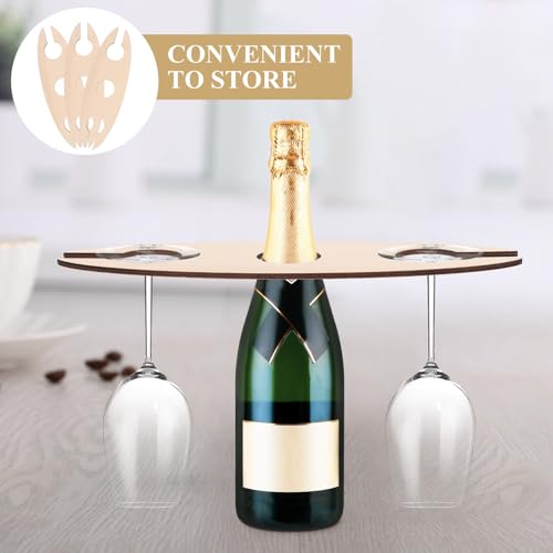 Soporte de vino de madera para 1 botella y 2 copas miniatura 5
