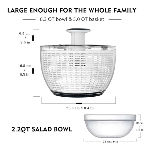 Ourokhome Girador de salada com tigela de salada, secador de alface grande com uma mão, utensílios d