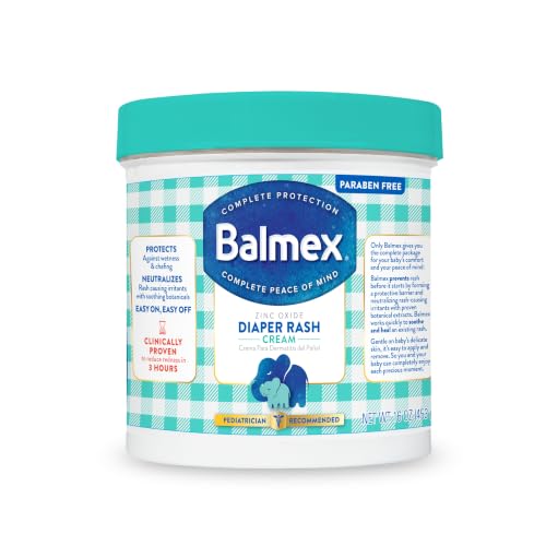 Image of Balmex Fast-Acting Baby Diaper Rash Cream with Zinc Oxide + Soothing Botanicals, Pediatrician-Recommended, 16oz