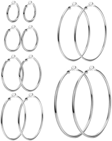 MILACOLATO 6Pairs Stainless Steel Clip On Hoop Earrings for Women Fake Hoop Earrings Big Clip On Gold Hoop Earrings for Non-Pierced Ears