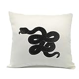 LOXASUM Embroidery Snake Pillow Cover Throw Pillow Case Cushion Cover Home Decoration Soft Square 18 x 18 Inch