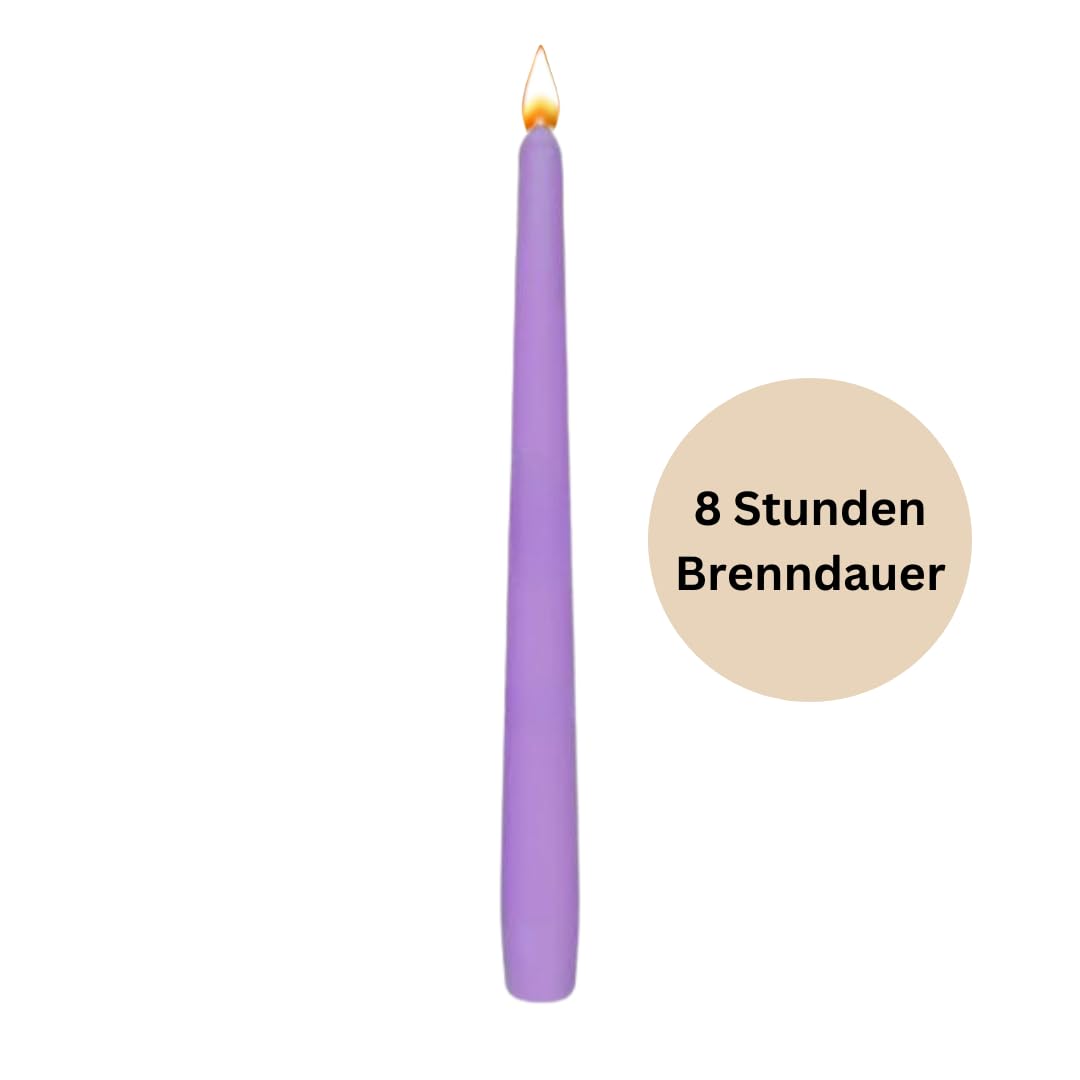 DeinPack Lot De 10 Coniques Lilas - Bougies Décoratives Pour La