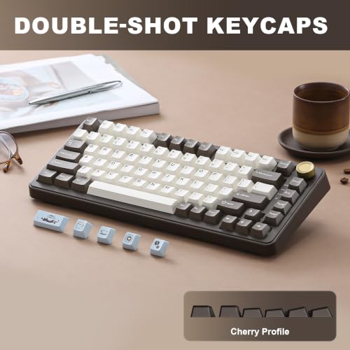 Image of YUNZII B75 PRO 75% Wireless Mechanical Keyboard (Coffee Brown, Cocoa V2) | Hot Swap Keyboard with Knob, Gasket Mount, Creamy Pre-lubed Switch for Smooth Typing, BT /USB-C /2.4G, for Gaming