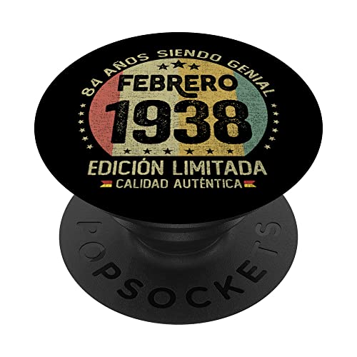 Regalo 84 años Cumpleaños Hombre Mujer - Febrero 1938 PopSockets PopGrip Intercambiable