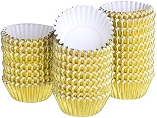 TUPARKA 500 Pcs Gold Mini Metallic Foil Cupcake Liners Baking Muffin Paper Cups Cases, Bottom 3.2cm Dia