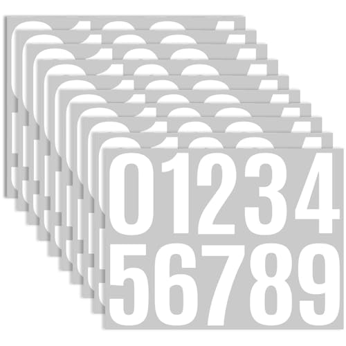 10 Blatt Zahlen Aufkleber 10 cm Mailbox Nummern Aufkleber Wetterfest Klebezahlen 0-9 Vinyl Sticker Zahlen 100 Stück Nummernaufkleber für Briefkasten Hausnummer Postkasten Schilder (Weiß)