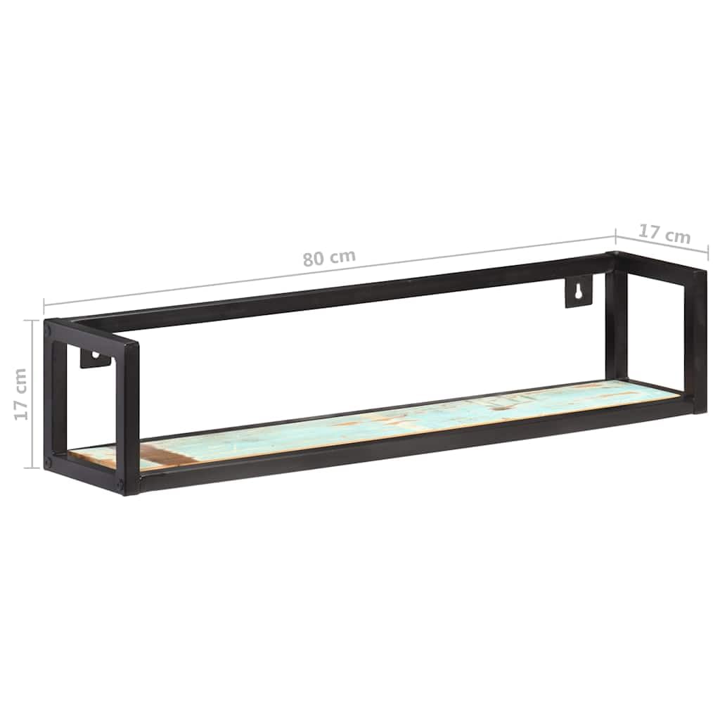 Estantería de pared de madera maciza de 80 cm, con marco de hierro negro, para salón, dormitorio, cocina, estante suspendido para almacenamiento y decoración
