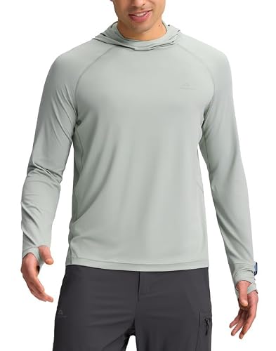 Pioneer Camp UV Shirt Herren Langarm Atmungsaktiv Kapuzenpullover Leicht UPF50+ Sun Hoodie mit Loch Beobachten und Daumenloch Schnelltrocknend Sonnenschutz Funktionsshirt für Angeln Outdoor