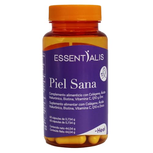 Essentialis Piel Sana – con Colágeno Hidrolizado Marino de máxima Biodisponibilidad, Ácido Hialurónico, Vitamina C, Q10, Zinc y Biotina – Piel Tersa – Cuida tu piel de forma fácil –2 meses-60 cápsulas