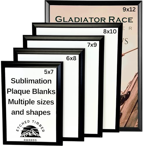 Sublimation Blank Plaques Multiple Sizes and Shapes Rectangular Football Home Plate & Round Plaques with White Glossy Finish for Heat Press Printing (Black finish 5x7 inch)
