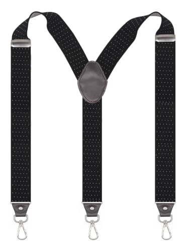 Image of Mens Suspenders with 3 Swivel Hooks Belt Loops 1.4 Inch Wide Heavy Duty Adjustable Braces