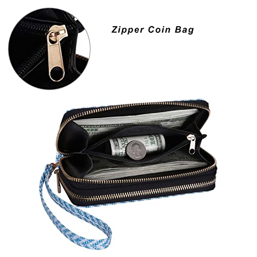 Image of Cellphone Wallet for Women Dual Zipper Long Purse with Removable Wristlet