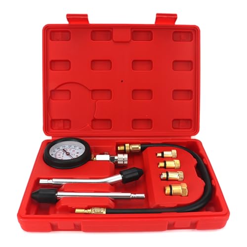 Cnfang4 1 Set Petrol Engine Cylinder Engine Compression Gauges Automotive Tool Gauge Rubber + Brass + Iron Silver + Black
