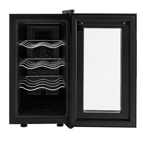 8 Bottle Wine Cooler, 23L Small Wine Fridge Freestanding Wine Fridge with 46-64℉ Digital Temperature Control, Countertop Wine Cooler Refrigerator, Quiet Mini Wine Cellar for Red Wines Champagne Dry