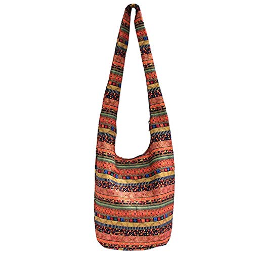Ethnic Style Bag Tie Dye Hippie Bag Sling Bag in Classic Baja Jacket Fabric Bohemian Lady's Everyday Crossbody Shoulder Bags Women Tourist Cotton Fabric Bag (257)