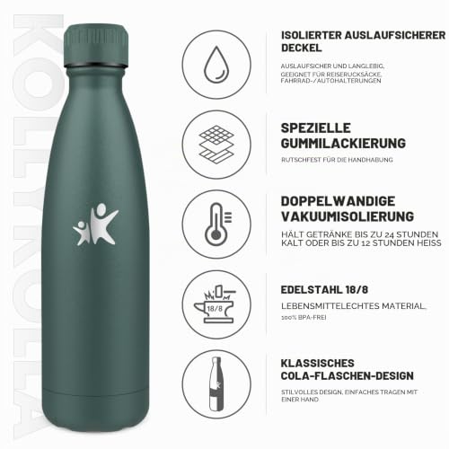 KollyKolla Thermosflasche 750ml, Vakuum Trinkflasche Edelstahl, Wasserflasche Auslaufsicher, BPA-Frei Thermoskanne Kohlensäure Geeignet… – Ansicht 2