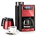 KLARSTEIN Aromatica II Duo - Machine à café grains, Cafetière à grain avec broyeur, 1000 W, Timer, Filtres au charbon actif et permanent, Verseuse en verre 1,25L, Thermos 1,25L - Rouge
