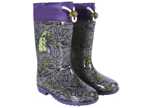 CERDÁ LIFE'S LITTLE MOMENTS Niño Niños con Stopper Regulador para Mayor Ajuste y Minimizar la Entrada Botas de Agua Hulk de Color Gris-Licencia Oficial Marvel, 28 EU