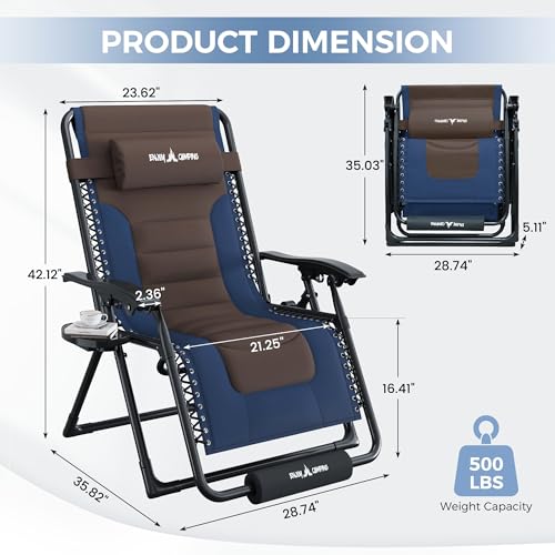 Image of UDPATIO Oversized Zero Gravity Chair Folding Padding Outdoor Recliner