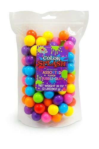 Candy Color Splash Bubble Gum Balls for Chewing, 1 Inch, Assorted Colors, Tutti Frutti Blue Raspberry Flavor, Party, Events, Weddings, Christmas Gummy Balls 2 Pounds (pack of 1, Assorted) image 2