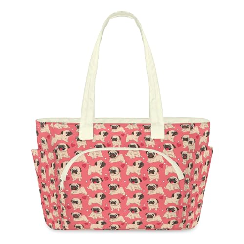 Sac fourre-tout bouledogue matelassé avec grande fermeture éclair pour femme