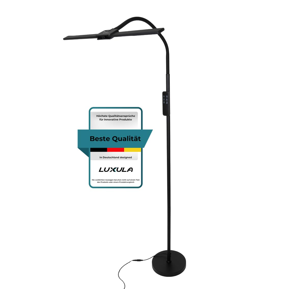 LUXULA LED Stehlampe Schreibtischlampe Doppelkopf Schwarz - Monitor Lampe dimmbar 10 Stufen mit Sensor und Fernbedienung, 5 Farbtemperaturen 3000K-6500K, 18W 1100lm, verstellbar für Büro Homeoffice