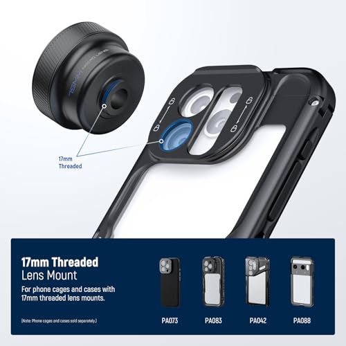 Image of NEEWER 75mm Macro Phone Camera Lens with 17mm Threaded Lens Clip, 3X Magnification, 5 Elements in 5 Groups for Backplate, Phone Cage, Case Compatible with iPhone Samsung Android, LS-73